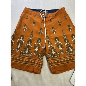 Utility Shorts, Men's‎ Size 34, Orange, Swim Trunks, Tie Waist, Printed